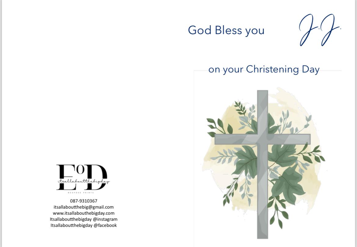 Personalised Baptism Card (FREE P&P)