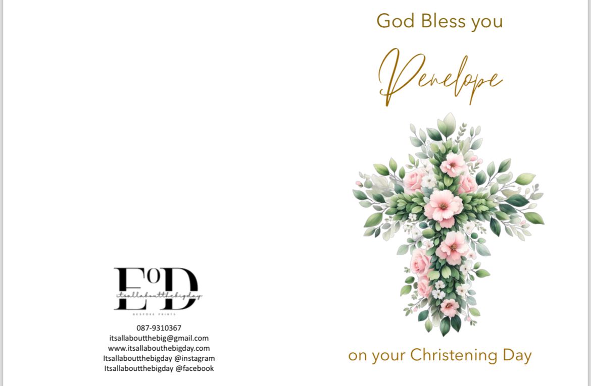 Personalised Baptism Card (FREE P&P)