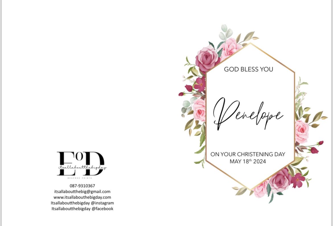 Personalised Baptism Card (FREE P&P)