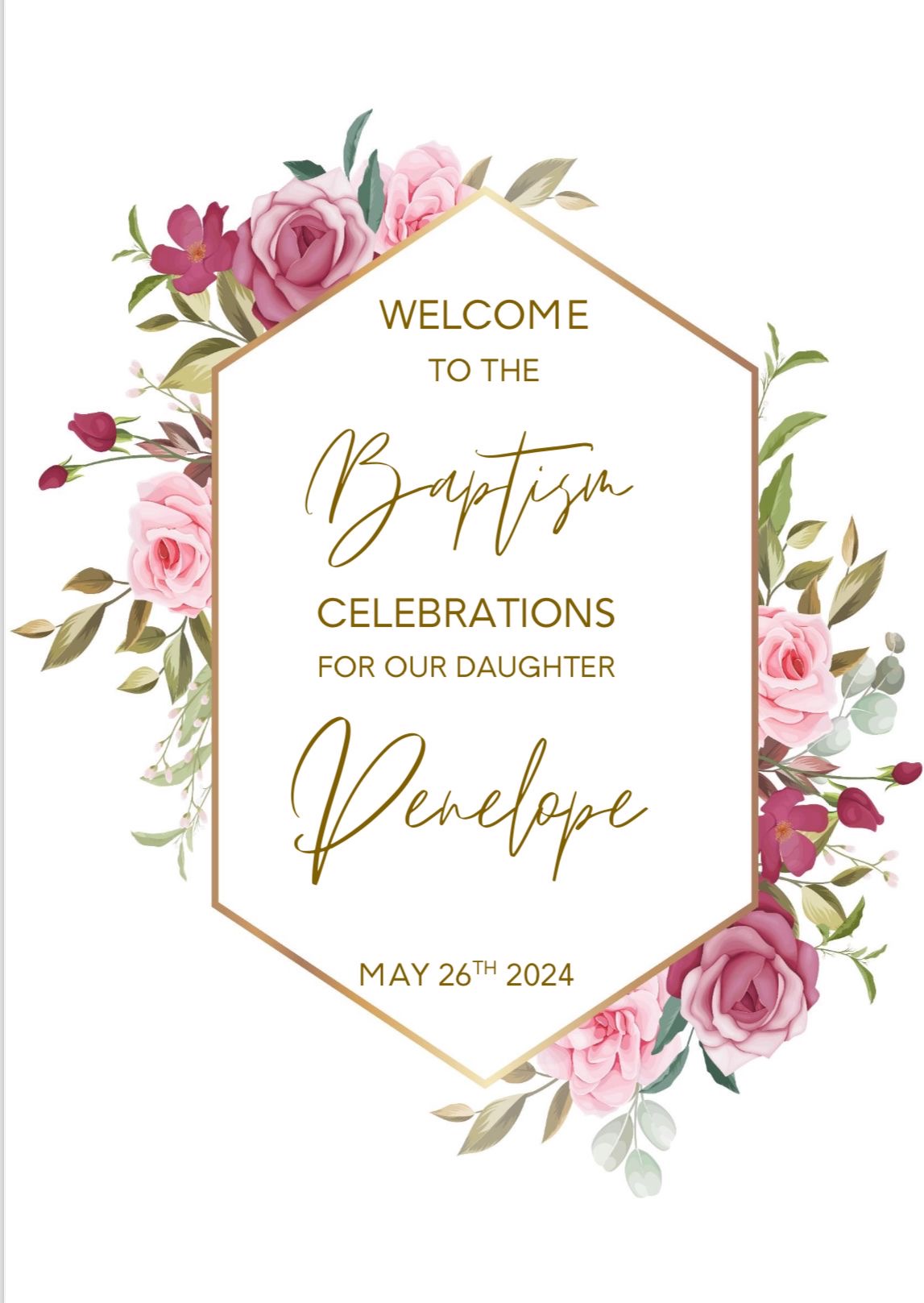 Personalised Baptism Welcome to the Celebration Sign