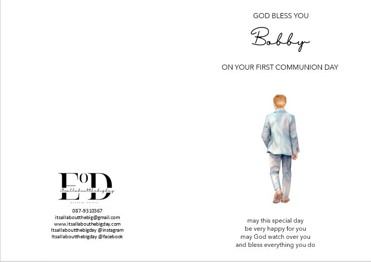 Personalised Communion Card (FREE P&P)