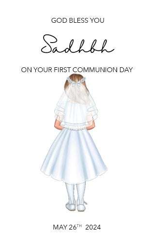 Personalised Communion Card (Dress) (FREE P&P)