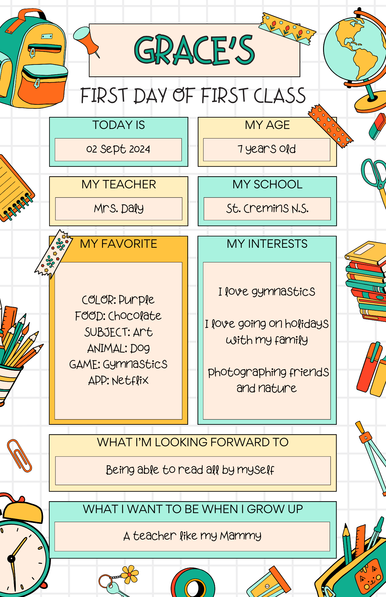 Personalised Back to School Print