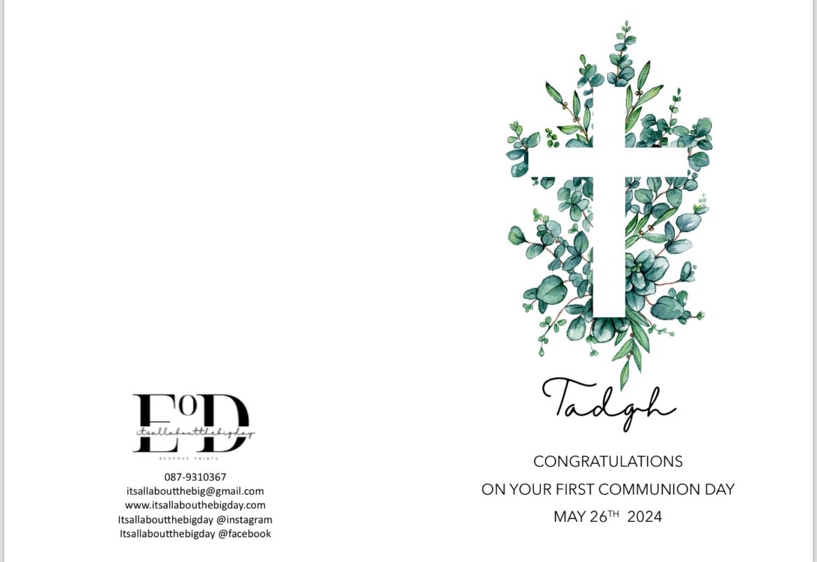 Personalised Communion Card (FREE P&P)