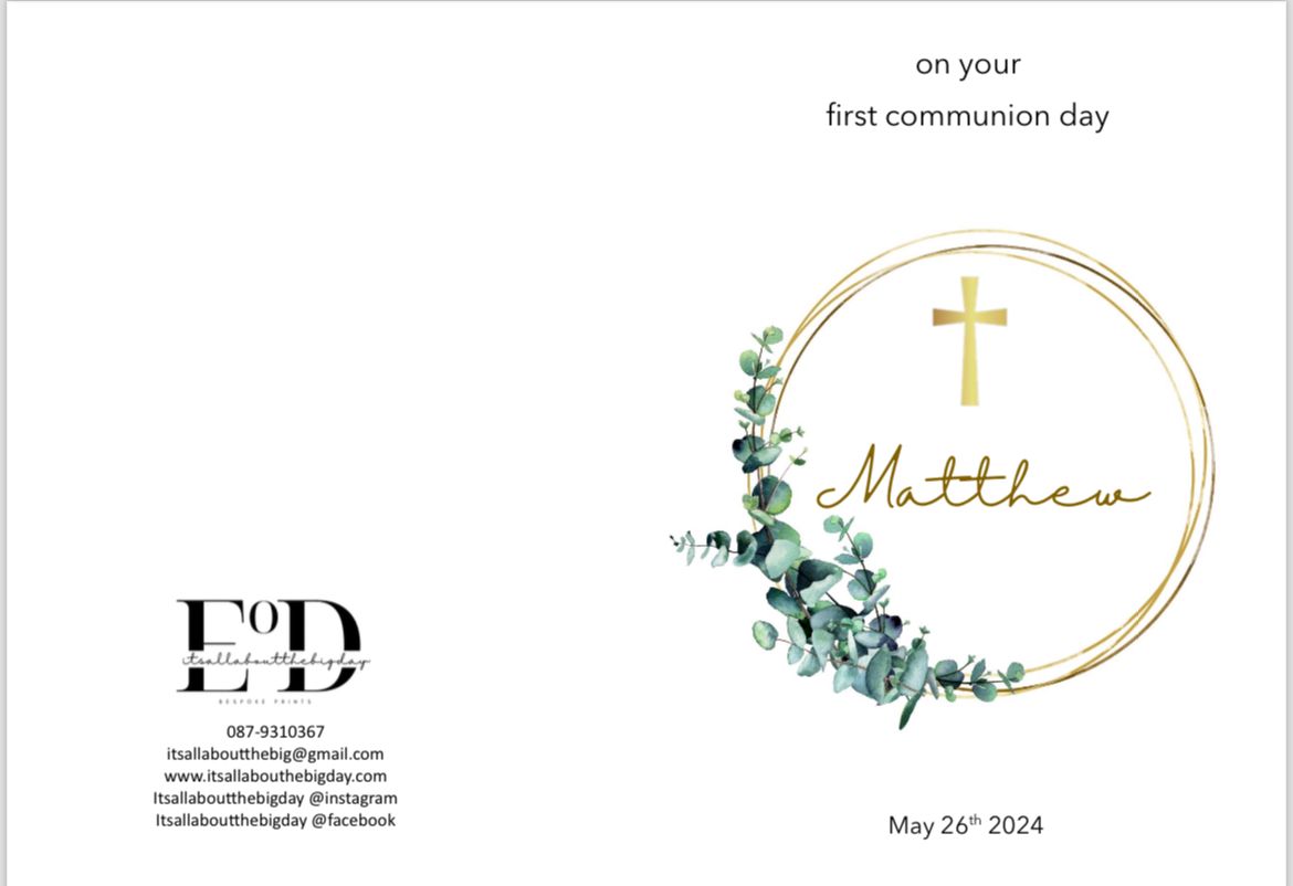 Personalised Communion Card (FREE P&P)