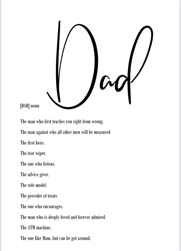 Fathers Day Print A5/A4/A3 Framed/Unframed (inc. P&P)