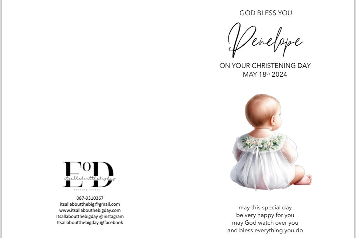 Personalised Baptism Card (FREE P&P)