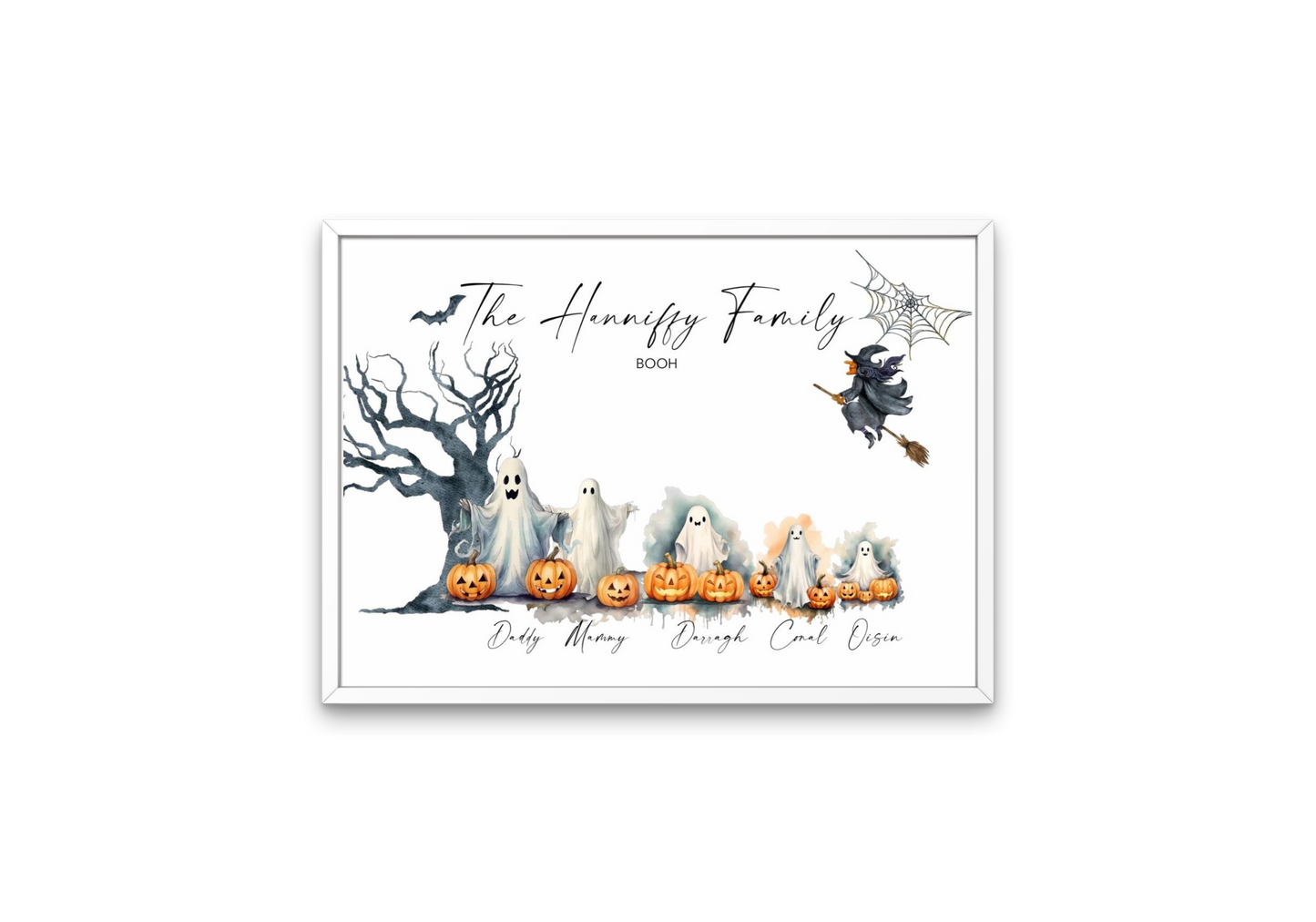 Personalised Halloween Ghost Family Print