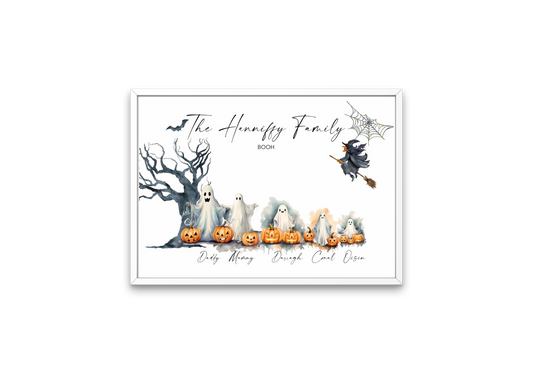 Personalised Halloween Ghost Family Print