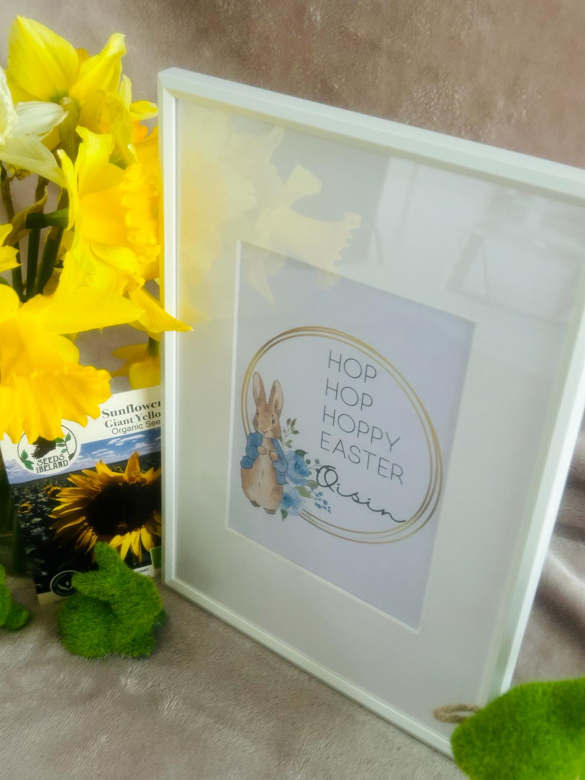 Easter Gift - Personalized Print and Sunflower Planting Kit (Blue)