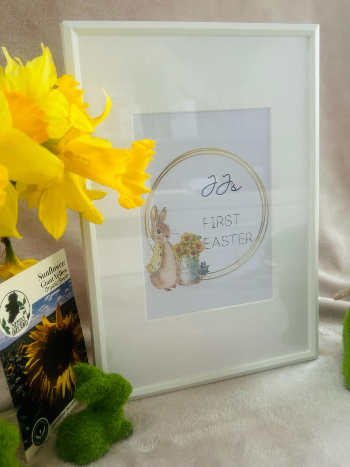 Easter Gift - Personalized Print and Sunflower Planting Kit (First Easter)