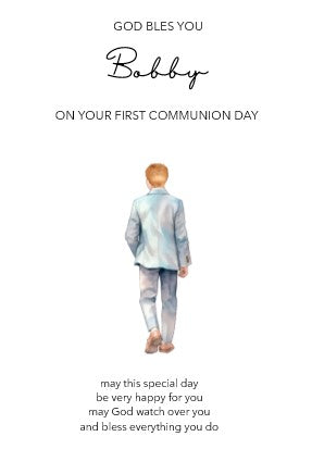 first holy communion, card, gift, nephew, son, godson, Bespoke print, personalised print, communion, card, bespoke card, boy communion, communion, communion present 