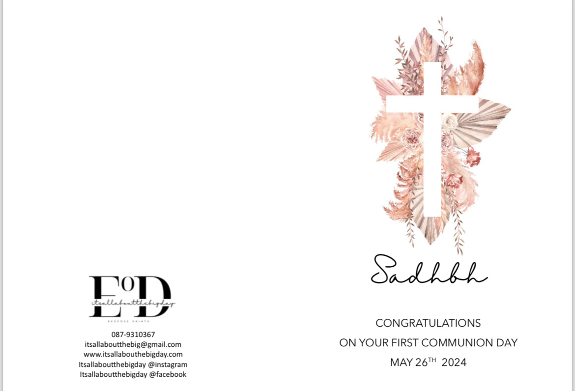 Personalised Communion Card (FREE P&P)