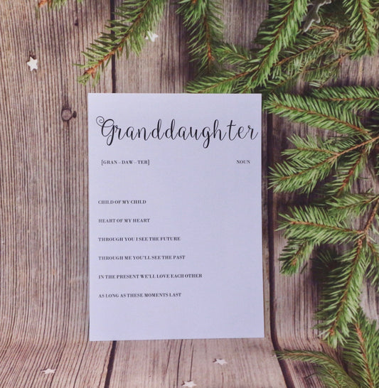 Granddaughter A4 Unframed Print